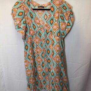 Colorful Geometric Print Women's Dress (with pockets)
